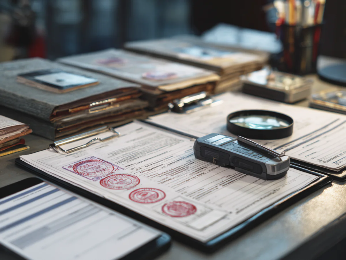 Commercial trade documents and product information on a working table